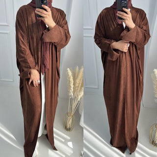 1670#New Autumn Soft Velvet Muslim Winter Kaftan Abaya Dubai Women Open Abaya Modest Dress 的副本