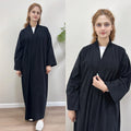 1918#Autumn Winter Cardigan Thick Dress Arab Dubai Modest Solid Color Corduroy Muslim Women Abaya