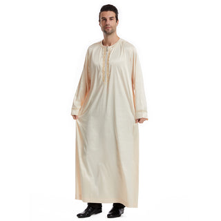 TH831#Abaya Muslim Clothing Long Sleeves Islamic High Quality Men's Robe