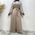 1975# New satin open abaya women dubai cardigan with side pockets