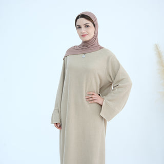 1912#Knit Fabric Latest Winter Women Muslim Dress Islamic Clothing Women Modest Dresses Abaya