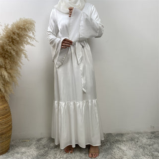 6789# New Front Zipper Two Layers With Sparkle Diamond Sleeves With Pockets Muslim Women Dress