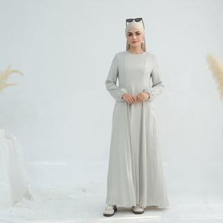 1932# 2025 Islamic Clothing Linen Women Maxi Dress Balloon Sleeve Big Hem Modest Abaya Women Muslim Dress