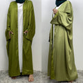 1428#ew Style Smooth Satin Material Particular Split Cuff Design Women Versatile Classy Open Abaya
