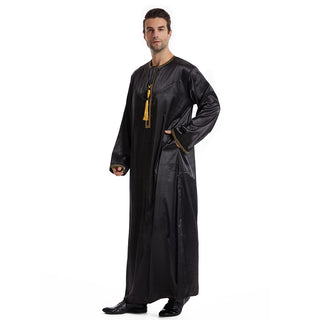 TH833#Abaya Muslim Clothing Long Sleeves Islamic High Quality Men's Robe