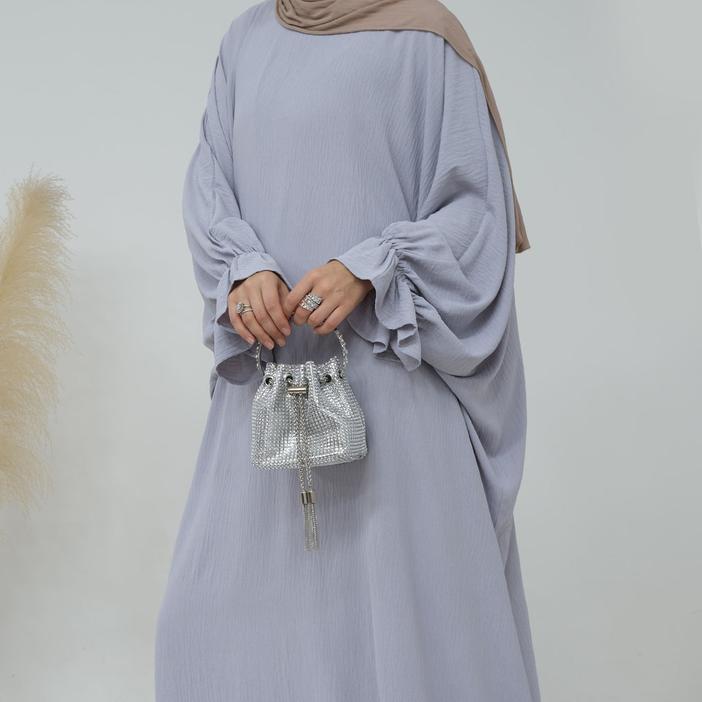 1669#Crepe Long Sleeve Modest Plain Closed Abaya Traditional Muslim Clothing
