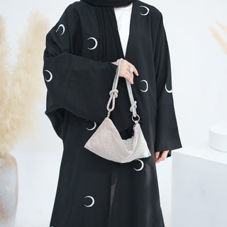 1700#Latest Muslim Women Moon Embroidery Open Abaya Islamic Clothing Dress
