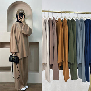 1894#New Suit Islamic Clothing 2 Piece Set Casual Style Elegant Suit Pants Set Muslim Women Modest Muslim Pants Top Set