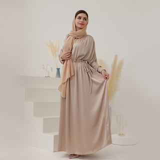 221022#Gonice New Design Satin Abaya Pleated Women Modest Dress