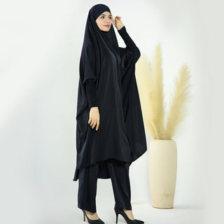 1572#Ladies Ramadan Islamic Clothing Top and Pants Abaya Set