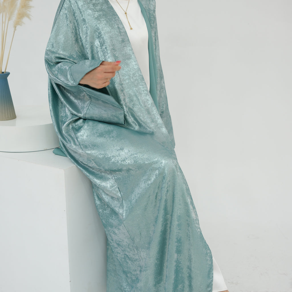 1795#New Fashion Cardigan Abaya Shinny Polyester Modest Front Open Abaya