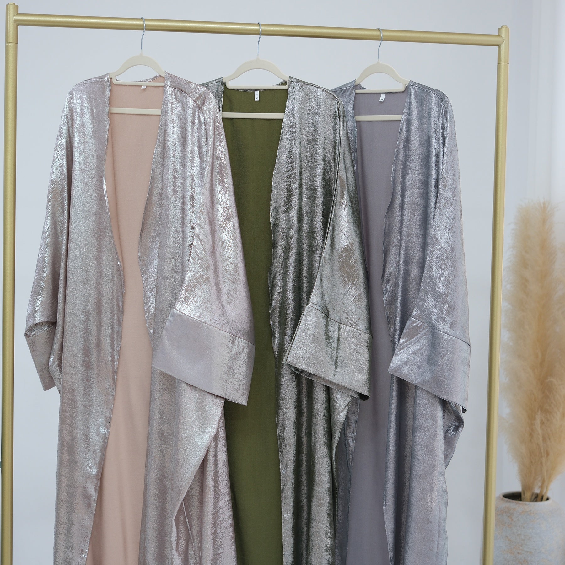 1795#New Fashion Cardigan Abaya Shinny Polyester Modest Front Open Abaya