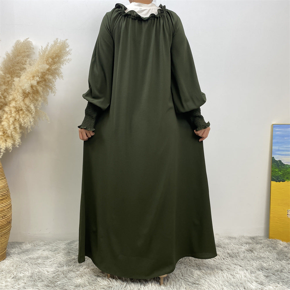 6764# Simple muslim women a-line dress abaya with adjustable neck 6 colors