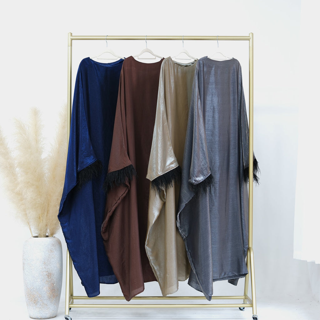 1648#Feather Closed Abayas Women Muslim Dress Turkey Dubai Abaya Modest Dress