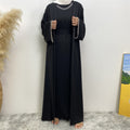2006#Nida solid color two pieces set modest kaftan ramadan diamond dubai abayas