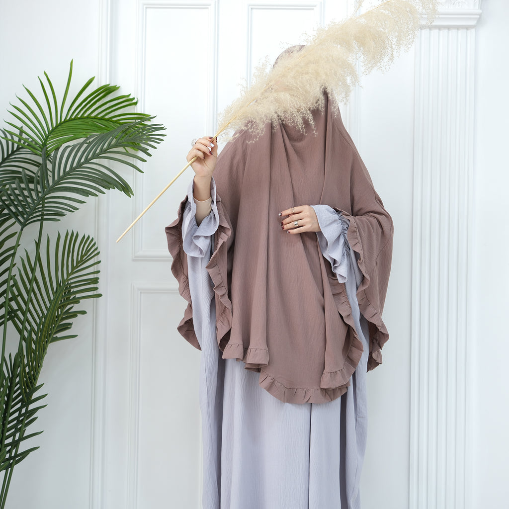 1912#2024 Loriya New Ruffles Khimar Muslim Women Prayer Hijab Scarf