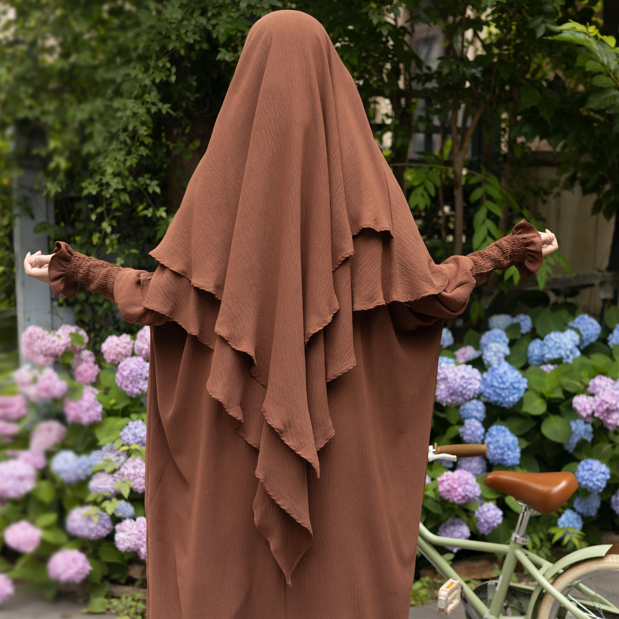 1616+1908#Drop Shipping Muslim Clothing 2 Layer Khimar  2pc EID Jilbab_ Abaya