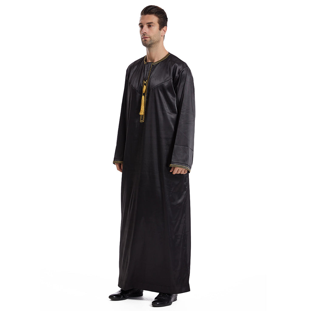 TH833#Abaya Muslim Clothing Long Sleeves Islamic High Quality Men's Robe