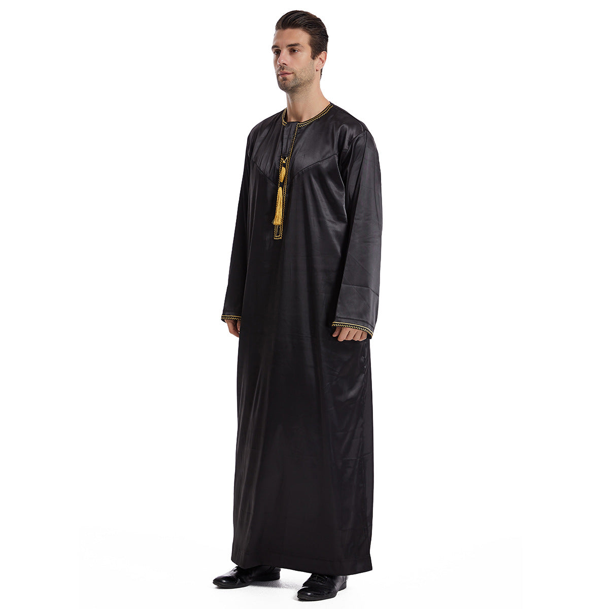TH833#Abaya Muslim Clothing Long Sleeves Islamic High Quality Men's Robe
