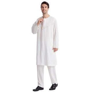 TH821#2 pcs Arab Muslim Wear calf Length Muslim Clothes Jubba Men's Thobe