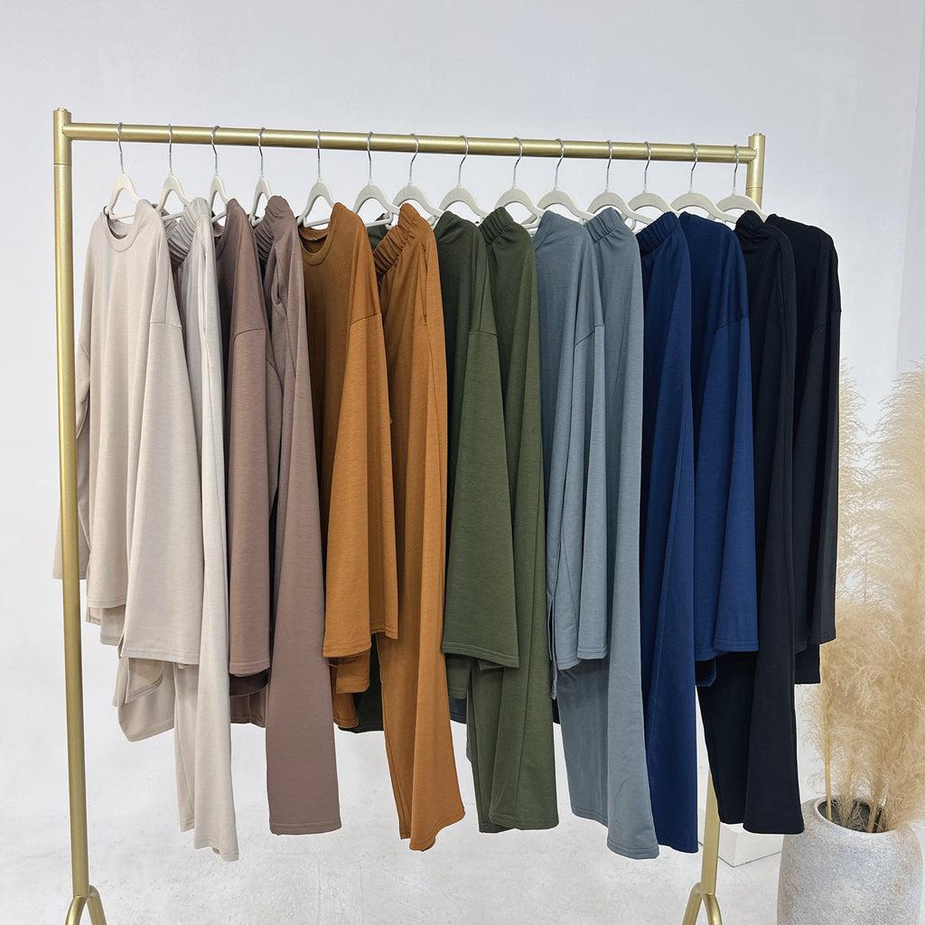 1894#New Suit Islamic Clothing 2 Piece Set Casual Style Elegant Suit Pants Set Muslim Women Modest Muslim Pants Top Set