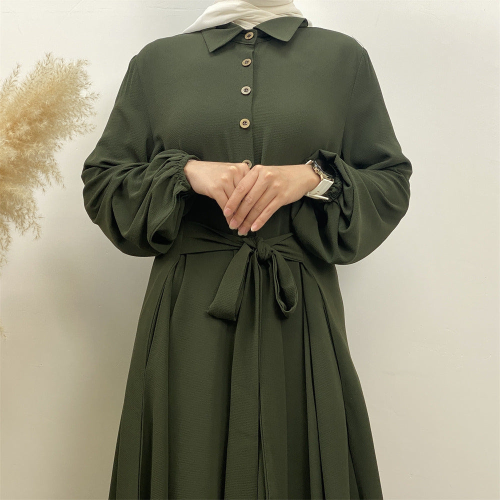 6771# Newest chiffon maxi dress muslim women abaya dresses with pockets 5 colors