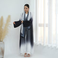 1840#2024 New Ombre Gradient Color Hijab Abaya 2pcs Set Kaftan Abaya Women Muslim Dress