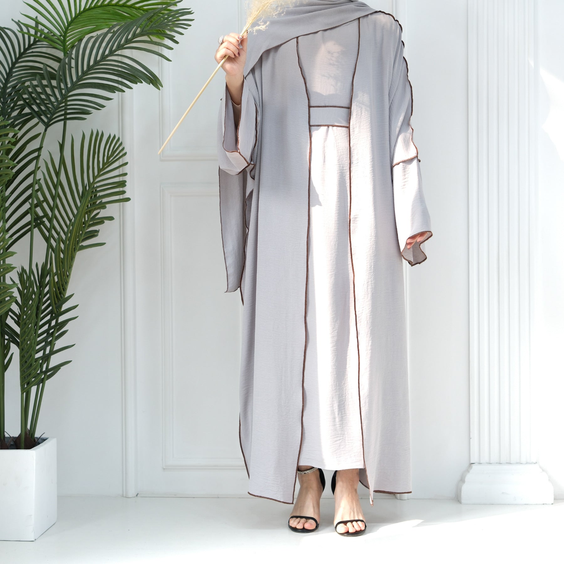 1693#2024 New Modest Wrinkle Polyester EID With Hijab Islamic Clothing Abaya