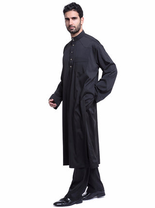 TH805#2 pcs Arab Muslim Wear calf Length Muslim Clothes Jubba Men's Thobe