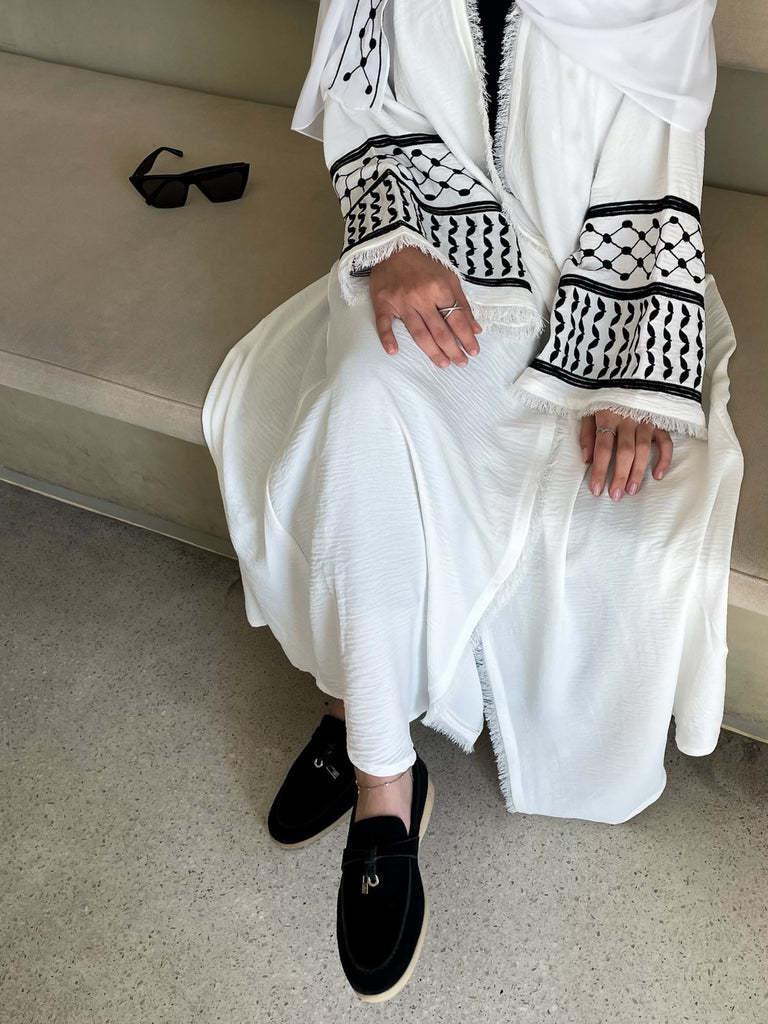 1763# New Soft Crepe Embroidery Kefiyyeh Ramadan Tassel Dubai Abaya Women Modest Islamic Clothing