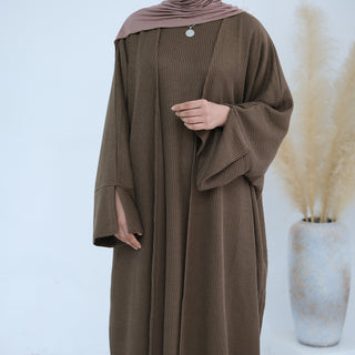 1911#Thick Knitted Winter Fall Cardigan Open Abaya Dress islamic Clothing Plus Size Abaya