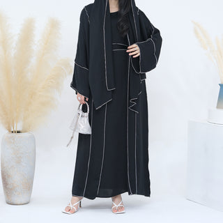 1692#2024 Ramadan 2 Piece EID Islamic Clothingomen Muslim Dress Modest Abaya Set