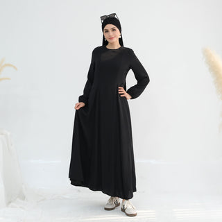 1932# 2025 Islamic Clothing Linen Women Maxi Dress Balloon Sleeve Big Hem Modest Abaya Women Muslim Dress