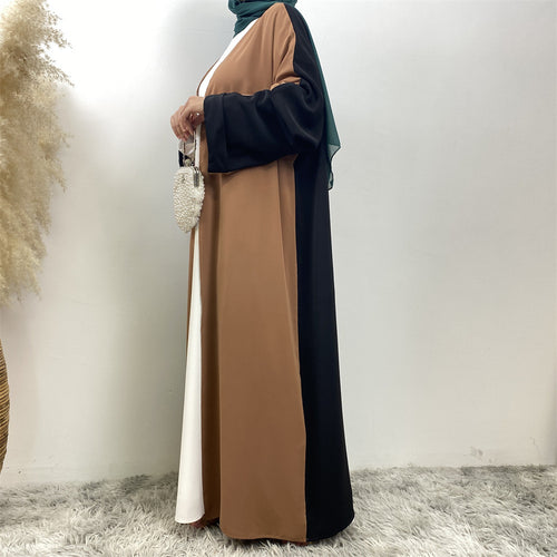 1438#Classy Latest Smooth Nida Material Two-Color Design Loose Sleeves
