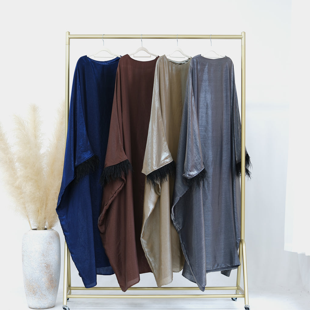 1648#Feather Closed Abayas Women Muslim Dress Turkey Dubai Abaya Modest Dress