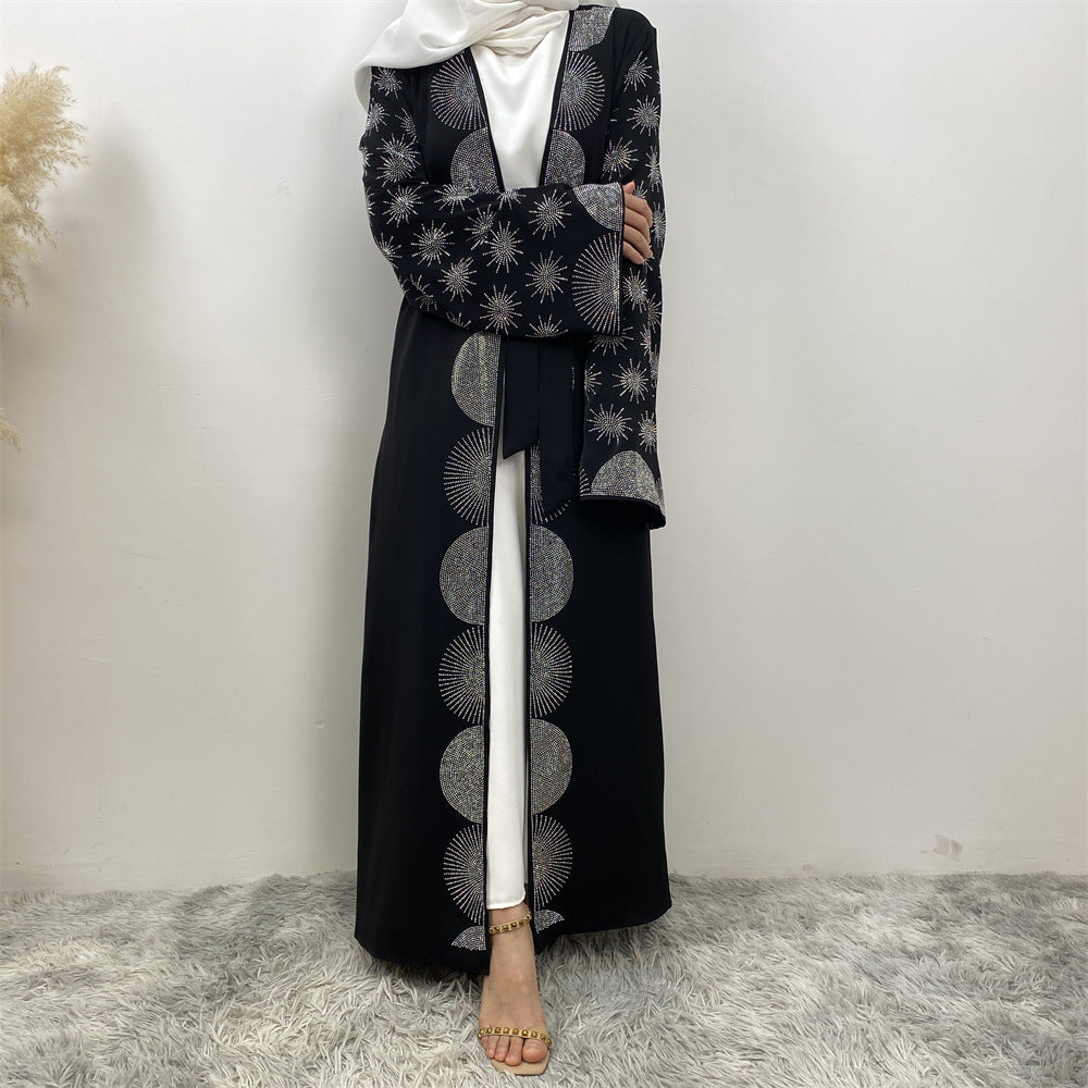 1423# Latest Ramadan Abaya For Women Muslim Fashion Luxury Silver Sequin Abaya