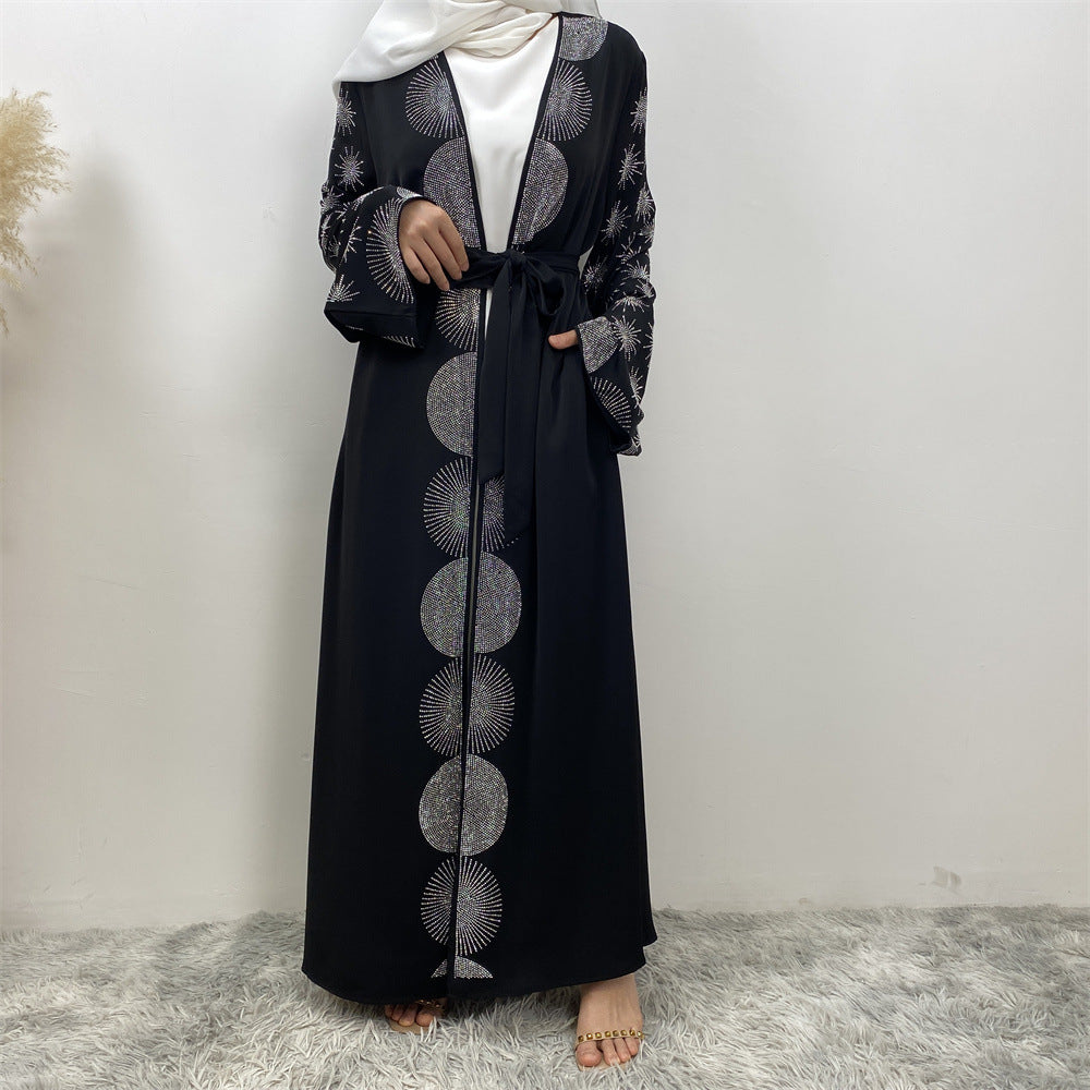 1423# Latest Ramadan Abaya For Women Muslim Fashion Luxury Silver Sequin Abaya