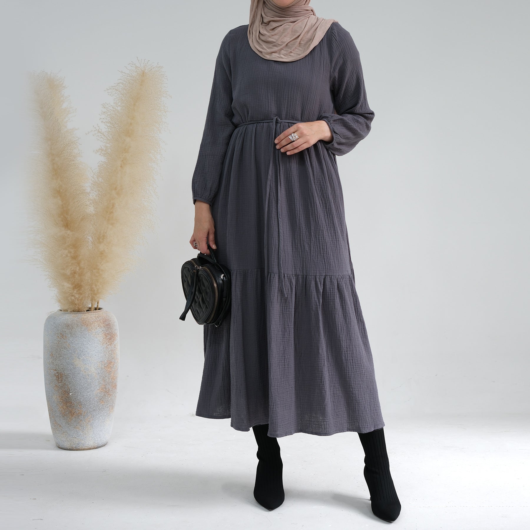 1659#New Style Cotton Long Sleeves Women Dresses Abaya Women Muslim Dress Abaya