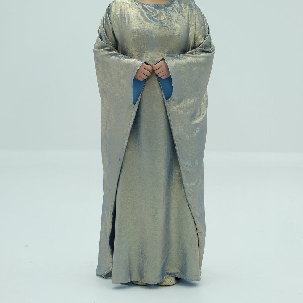 1778#2024 Women's Dresses Elegant Shiny Polyester Kaftan Abaya Batwing Muslim Dress
