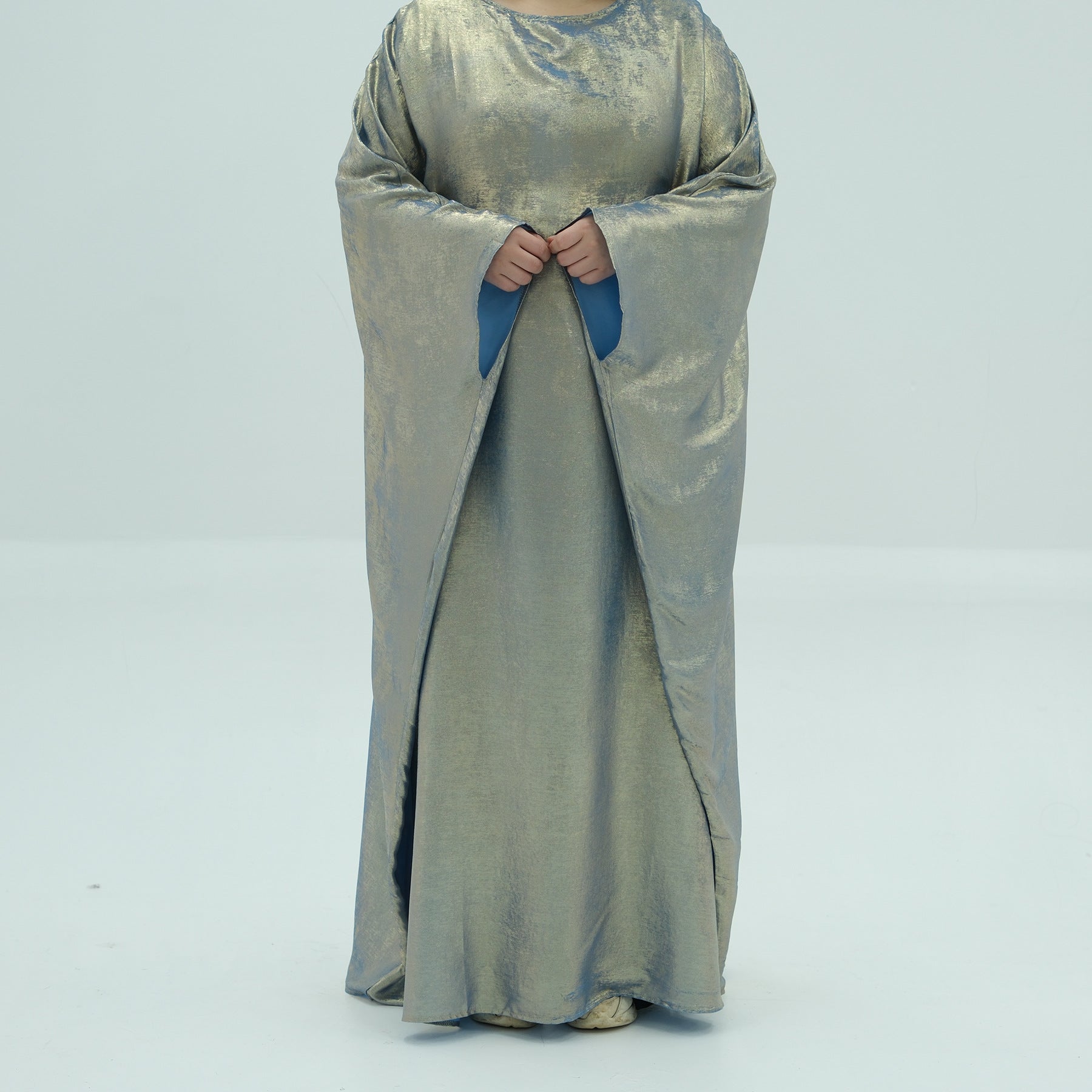 1778#2024 Women's Dresses Elegant Shiny Polyester Kaftan Abaya Batwing Muslim Dress
