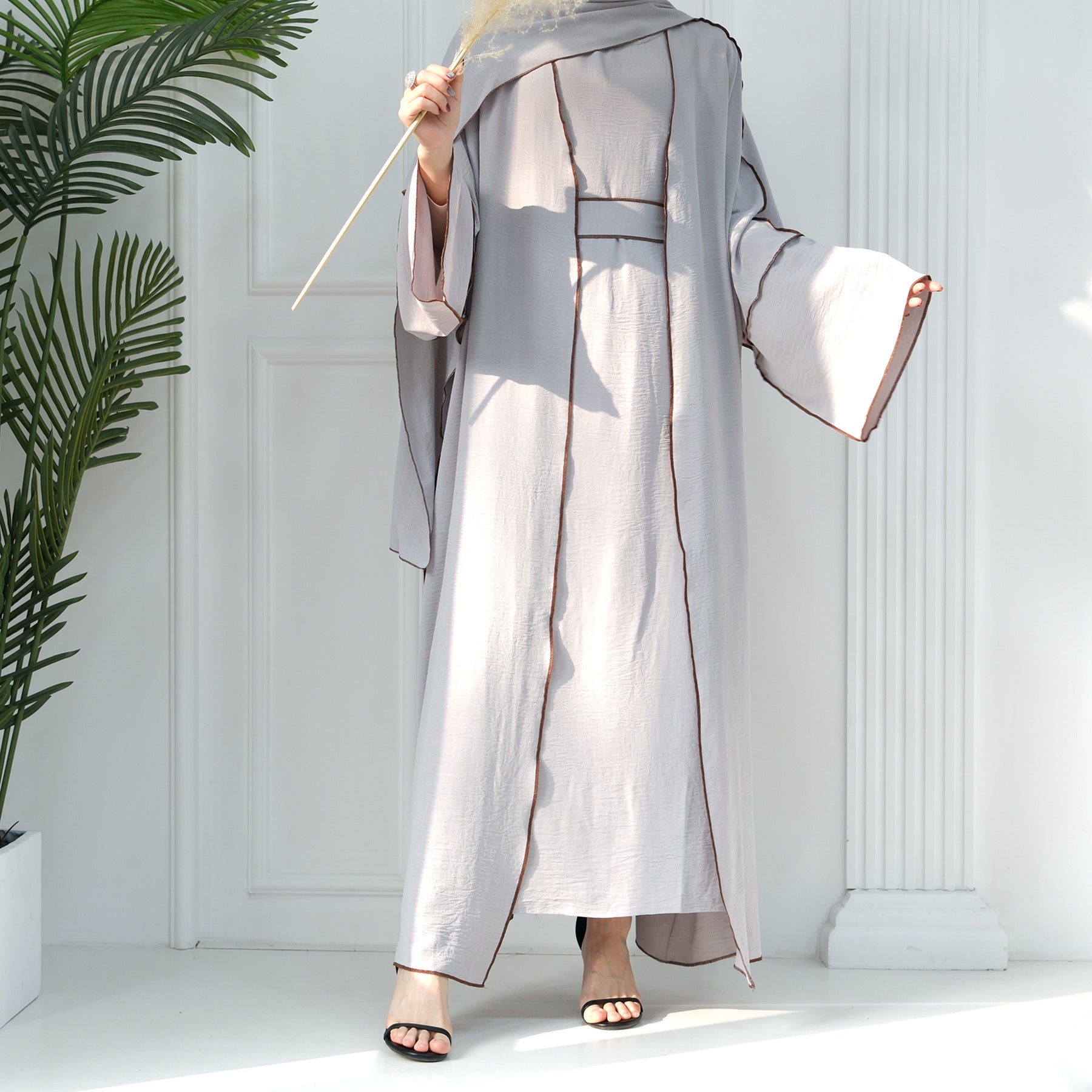 1693#2024 New Modest Wrinkle Polyester EID With Hijab Islamic Clothing Abaya