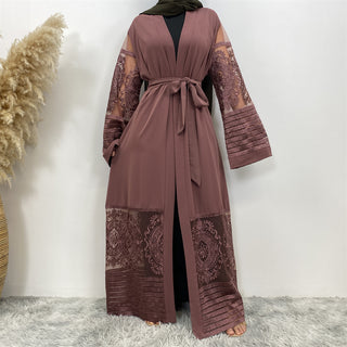 1546#Latest Designs New Wholesale Clothing Floral Lace Turkish Kimono Abaya