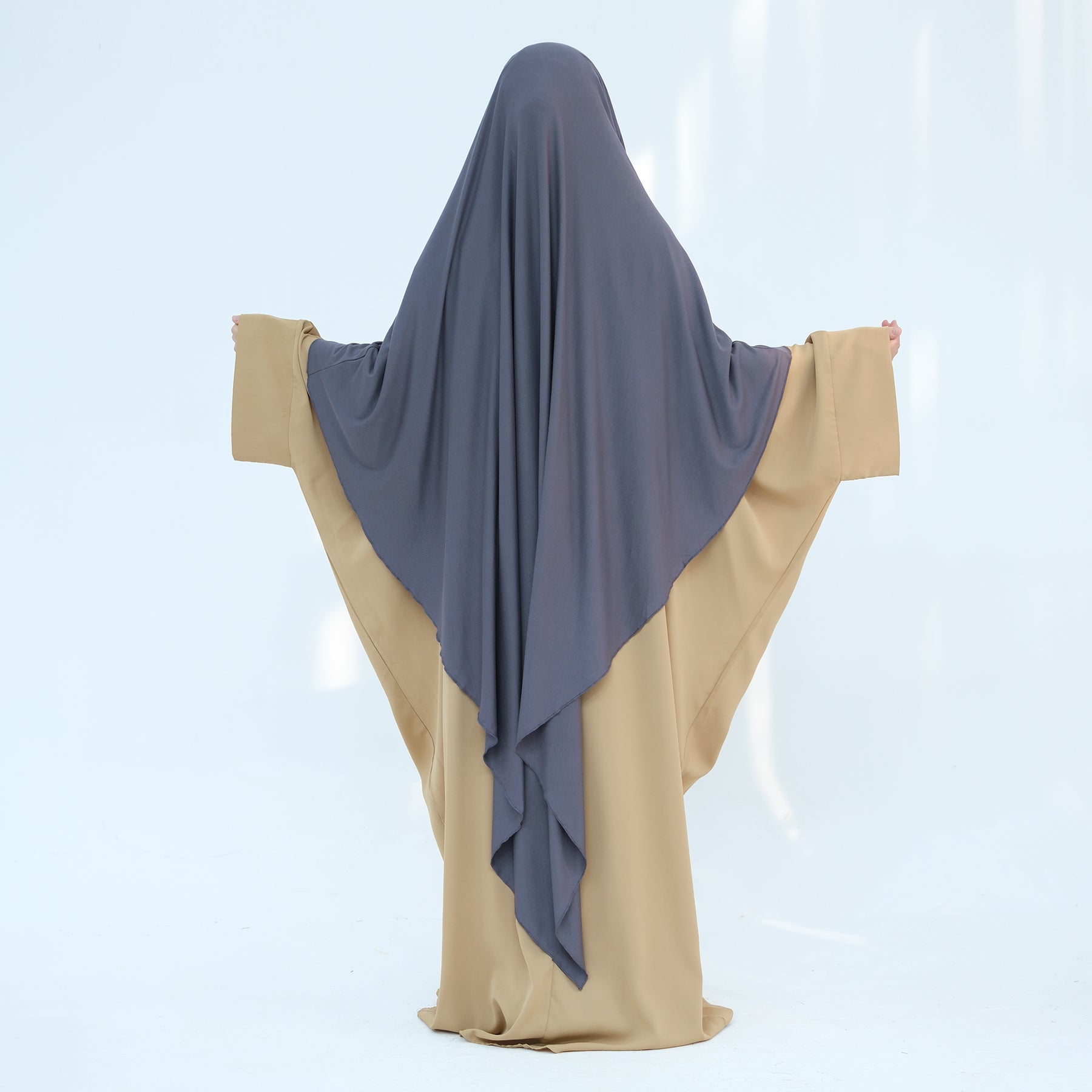 HJ934#EID Ramadan Muslim Women Prayer Long Premium Cotton Jersey stretchy Breathable One Layer Hijab Khimar