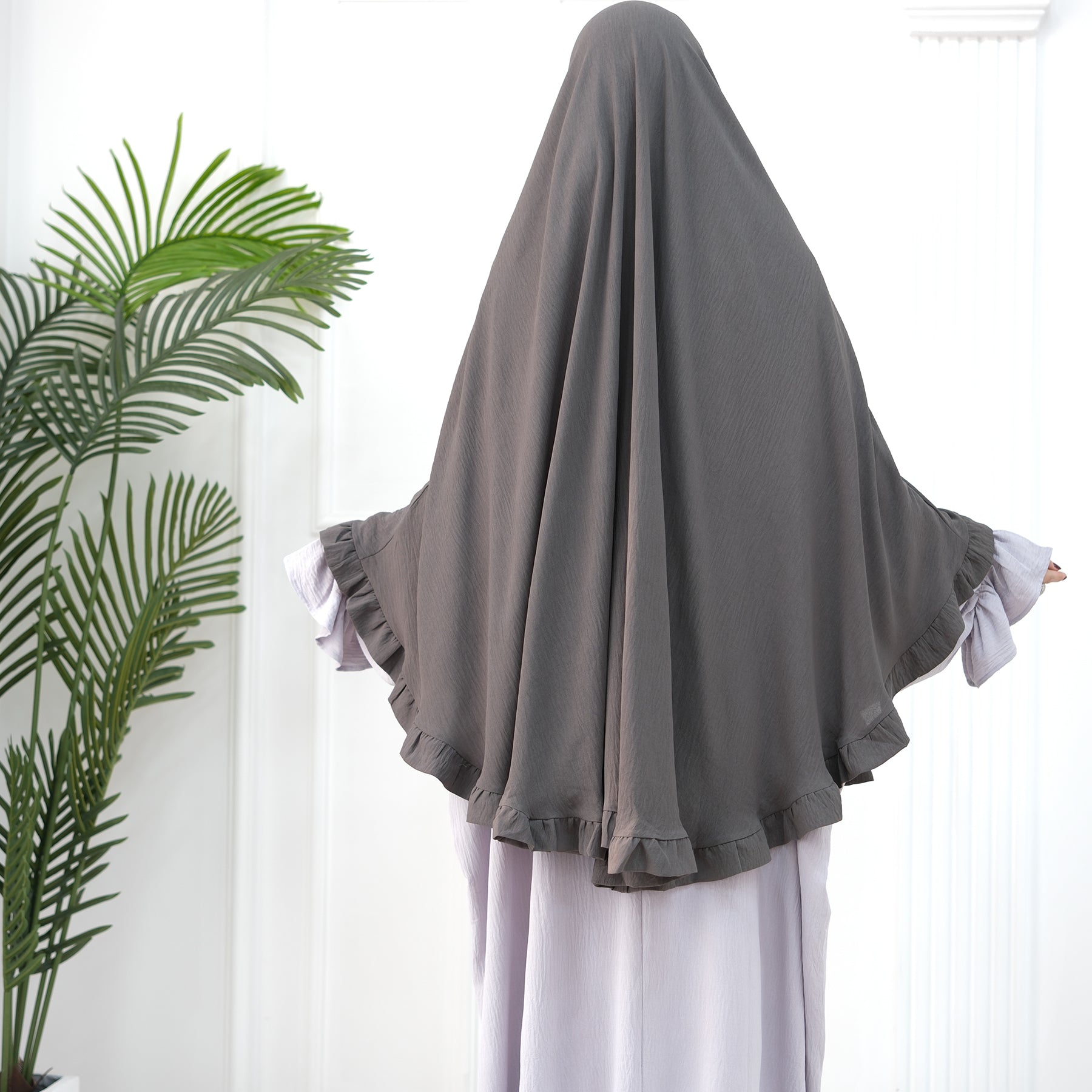 1912#2024 Loriya New Ruffles Khimar Muslim Women Prayer Hijab Scarf