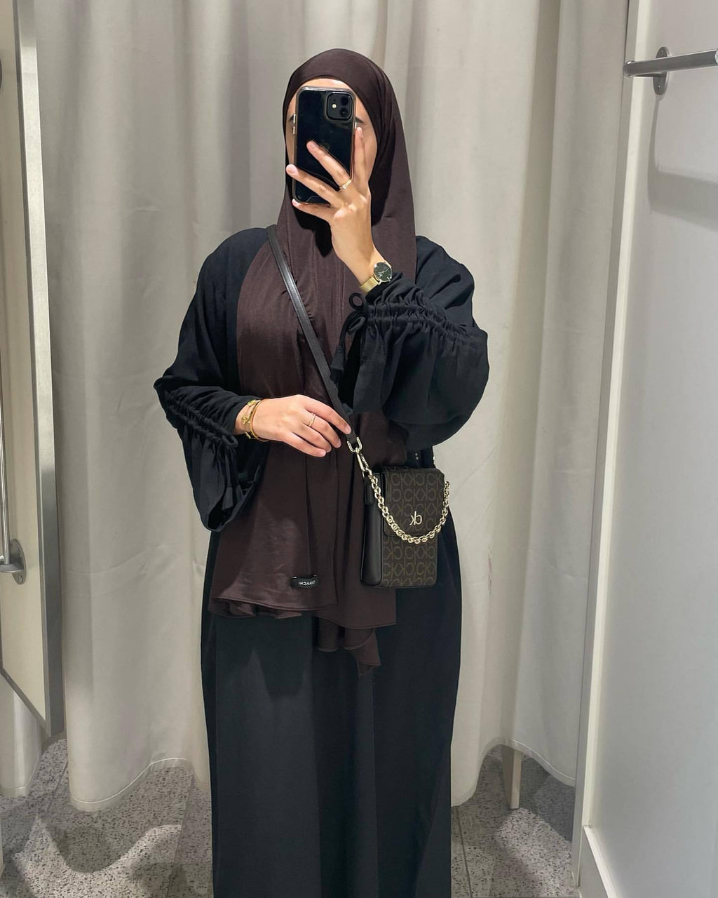 1833#Hot Selling Women Abaya Ruched Sleeve Long Dress Solid Color Breathable Closed Abaya Women Muslim Dress