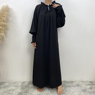 6764# Simple muslim women a-line dress abaya with adjustable neck 6 colors