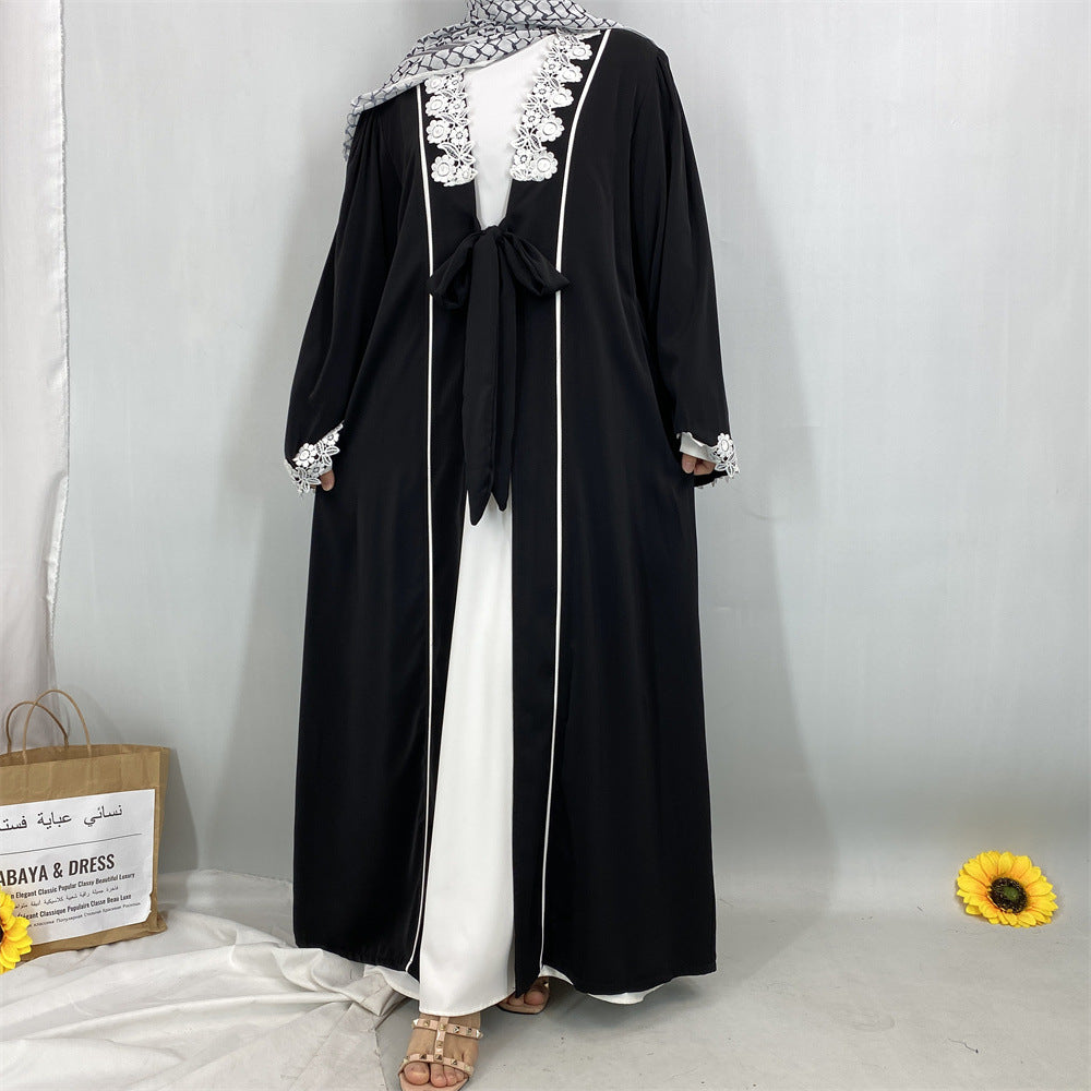 1467#Nida Abaya with Floral Lace Applique the Most Gorgeous Shade for Muslim Women