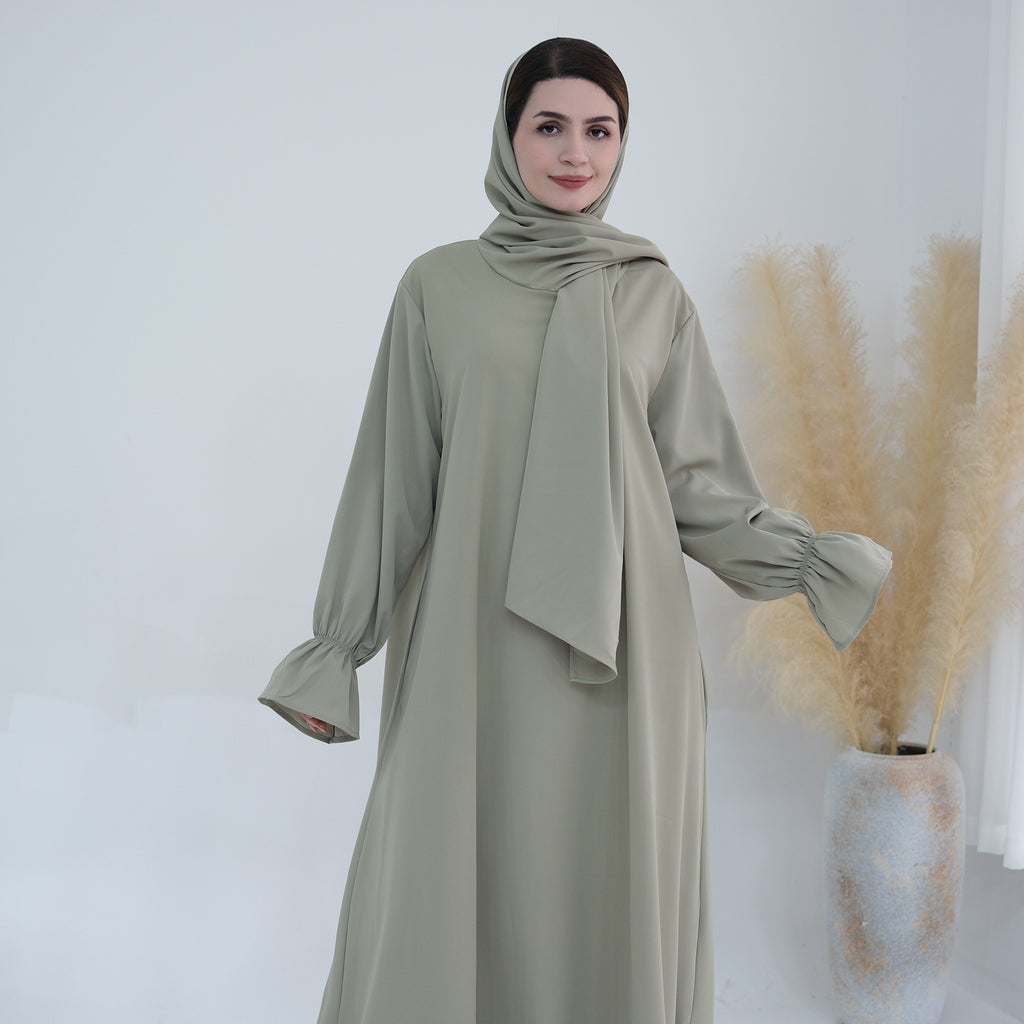 1714#Nida Ruffle Style One Piece Jilbab Abaya Women muslim dress