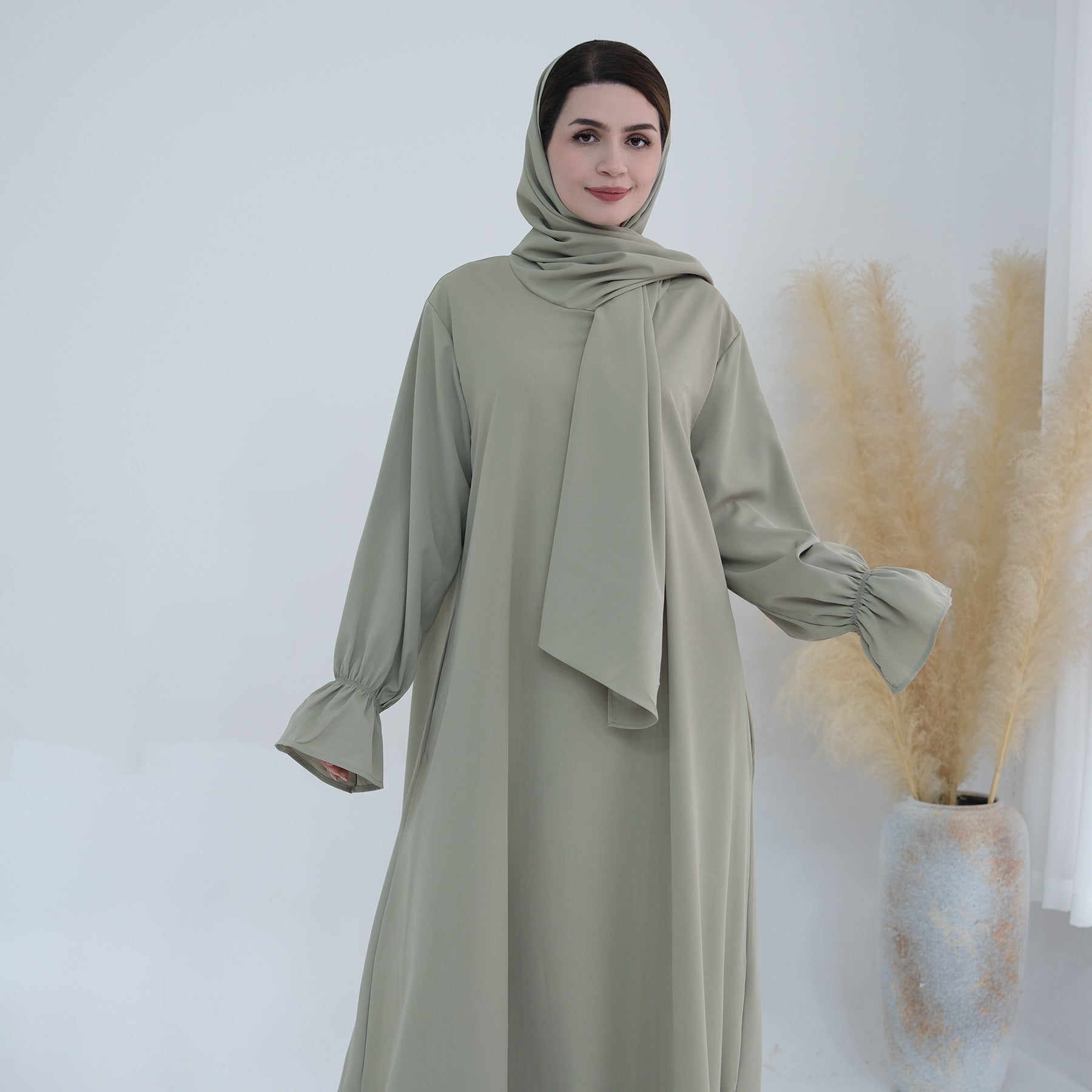 1714#Nida Ruffle Style One Piece Jilbab Abaya Women muslim dress