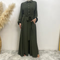 6771# Newest chiffon maxi dress muslim women abaya dresses with pockets 5 colors